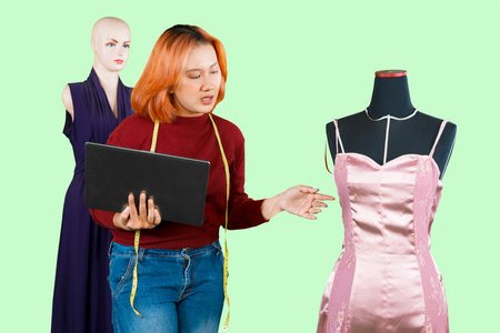 Confident Asian fashion designer