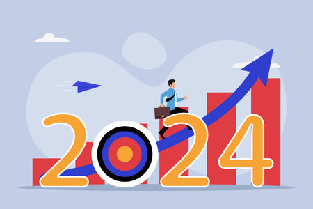 Leadership, global vision, business new year resolution 2D flat vector concept for banner, website, illustration, landing page, flyer, etcのイラスト素材