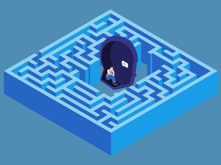 Psychology Maze, Brain Puzzle isometric 3d vector concept for illustration, banner, website, landing page, flyer, etc.のイラスト素材