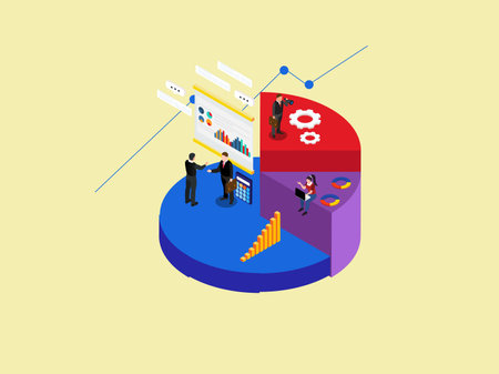 economic analysis financial budget isometric 3d vector concept for illustration, banner, website, landing page, flyer, etc.のイラスト素材