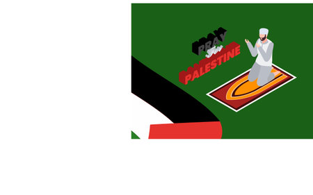 pray for Palestine isometric 3d vector concept for illustration, banner, website, landing page, flyer, etc.のイラスト素材