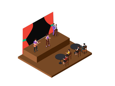 High school student talent performance isometric 3d vector illustration conceptのイラスト素材