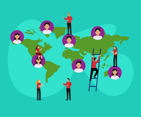 Corporate team working remotely  2d vector illustration concept for banner, website, landing page, flyer, etcのイラスト素材