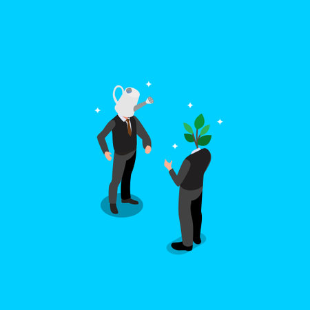 Mentor to help career growth, growing seedling plant 3d vector illustration concept for banner, website, illustration, landing page, flyer, etcのイラスト素材