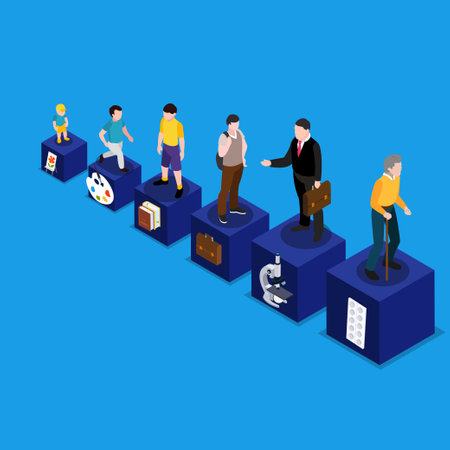 People life cycle from toddler to senior citizens 3d vector concept for banner, website, illustration, landing page, flyer, etcのイラスト素材