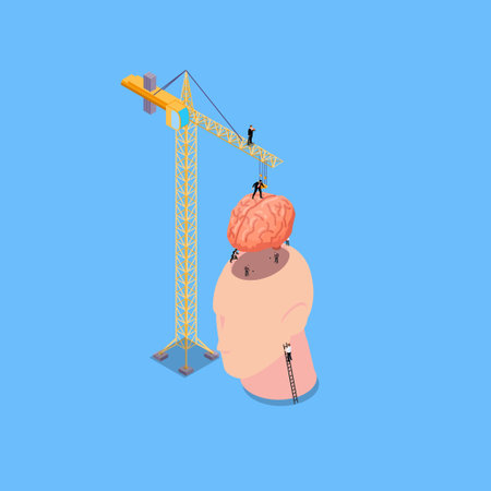 Brain under construction 3d vector illustration concept for banner, website, illustration, landing page, flyer, etcのイラスト素材