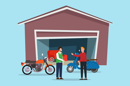 Service Stations for Motor Vehicles  2d vector illustration concept for banner, website, landing page, flyer, etcのイラスト素材