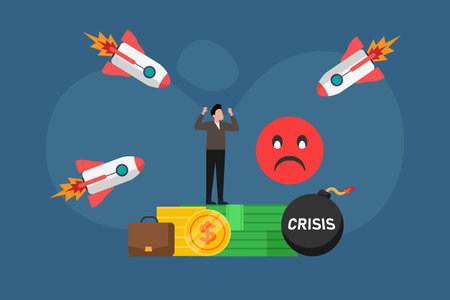Use of accumulated cash funds during economic crisis  2d vector illustration concept for banner, website, landing page, flyer, etcのイラスト素材
