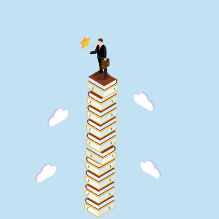 Learning or study help reach goal and success 3d vector illustration concept for banner, website, illustration, landing page, flyer, etcのイラスト素材