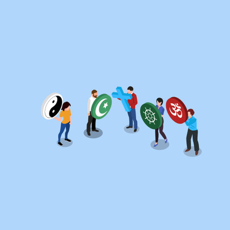 People of different religions and cultures isometric 3d vector concept for banner, website, illustration, landing page, etcのイラスト素材