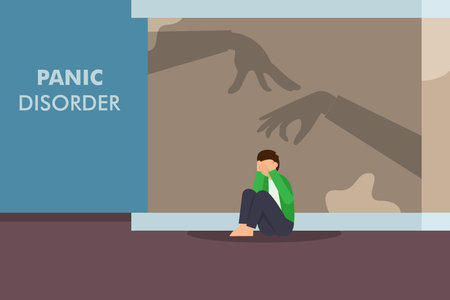 Panic Disorder, Fear Attack 2d vector illustration concept for banner, website, landing page, flyer, etcのイラスト素材
