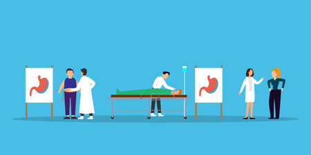 Bariatric gastrectomy procedure in clinic. Concept of weight loss medicine 2d vector illustration concept for banner, website, landing page, flyer, etcのイラスト素材