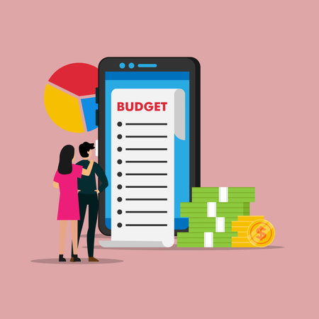 Man and woman with monthly online 2d vector illustration concept for banner, website, illustration, landing page, flyer, etcのイラスト素材