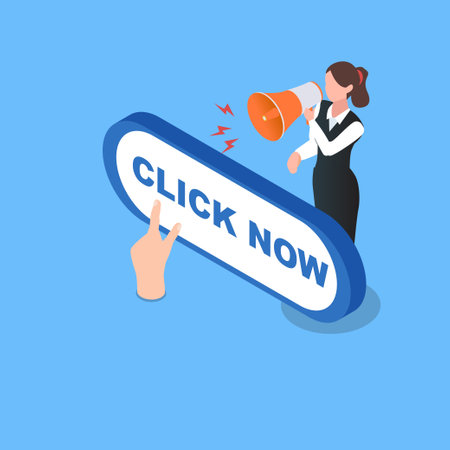 Businesswoman yelling on megaphone calling for action 3d vector illustration concept for banner, website, illustration, landing page, flyer, etcのイラスト素材