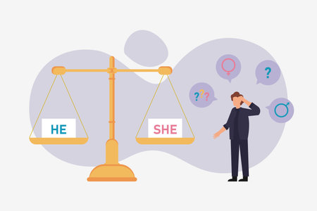 Gender equality 2d vector illustration concept for banner, website, illustration, landing page, flyer, etc.のイラスト素材
