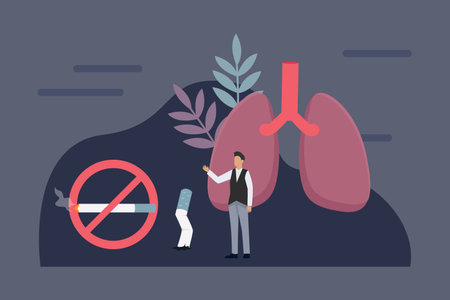The risk of heart disease. No smoking 2d vector illustration concept for banner, website, illustration, landing page, flyer, etc.のイラスト素材