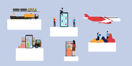 IOT smart devices on logistic and transportation industry. Wireless technology vector illustration