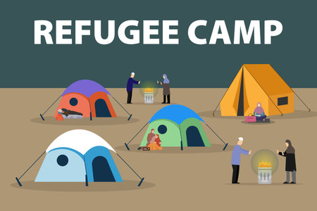 Stateless refugees asylum flat 2d vector illustrationのイラスト素材