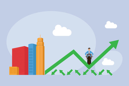 Business Leadership. career direction 2d flat vector illustrationのイラスト素材