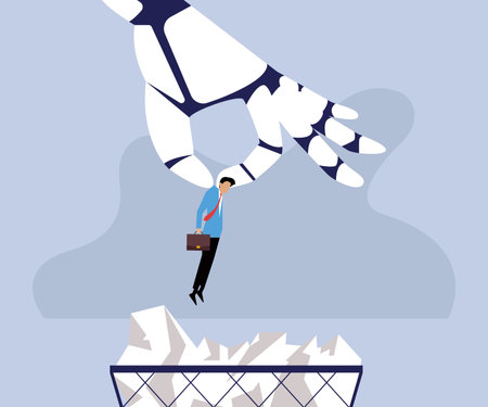 Businessman falling from the top of broken arm. Concept business vector illustration.のイラスト素材