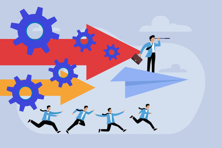 Business vision strategy. leadership direction 2d flat vector illustrationのイラスト素材