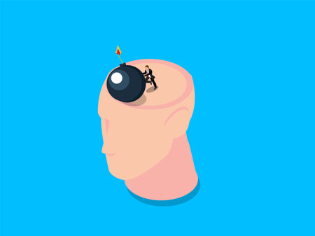 Reduce or remove stress 3d isometric vector illustration