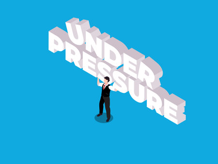 businessman worker with problem solving text isometric vector illustration graphic designのイラスト素材