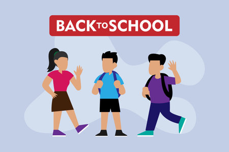 Vector of hand drawn children back to school 2d flat vector illustrationのイラスト素材