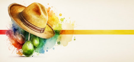 Traditional Mexican Cinco de Mayo hat on a light background. national holiday Cinco de Mayo. Illustration generated by AIの素材