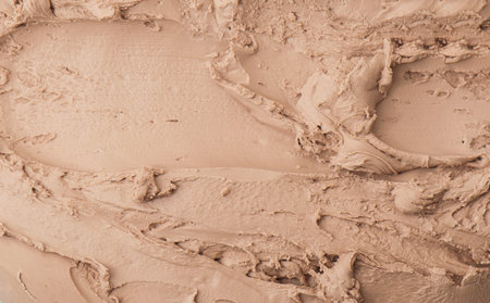Chocolate ice cream, texture. Delicious ice cream texture background. Summer cooling dessertsの写真素材