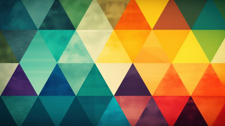 Abstract background of triangles, colors in Bauhaus style. Modern colorful mosaic background, backingの素材
