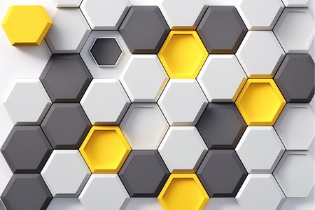 Abstract background of volumetric hexagons, colors in the Bauhaus style. Artistic background, Template for postcard,の素材