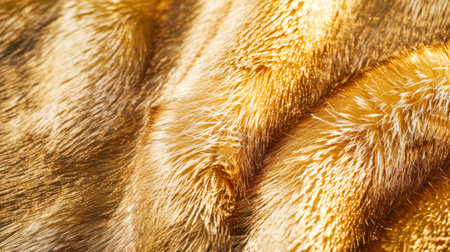Luxurious golden fur texture with shimmering highlights for fashion designの素材