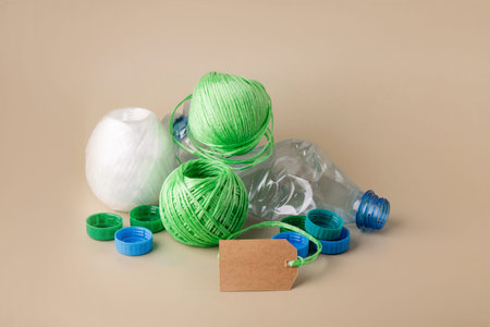 Plastic bottles recycling into polyester yarn thread craft