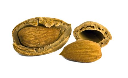 Close-up of cracked almonds