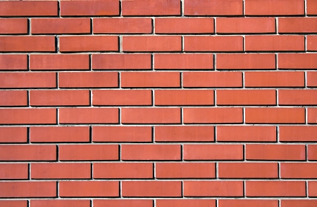 Newly built red brick wallの写真素材