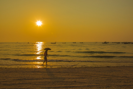 Sunset at the beachの写真素材