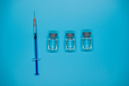 Schematic diagram of new crown vaccine development and vaccinationの写真素材