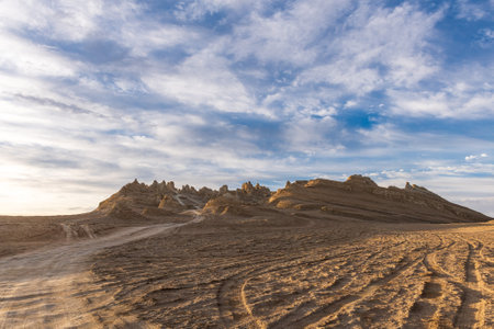 Landscape photography of Danxia landform in Qinghai, Chinaの写真素材