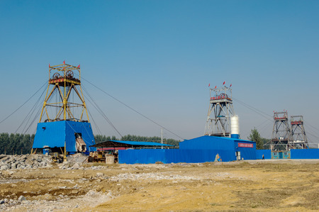 On October 24, 2016, the mine drilling rig in tangshan city, hebei province, was developed in tangshan, hebei provinceのeditorial素材