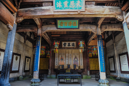 In 2011, hall of the village of xiugu, in yixian county, anhui province.のeditorial素材
