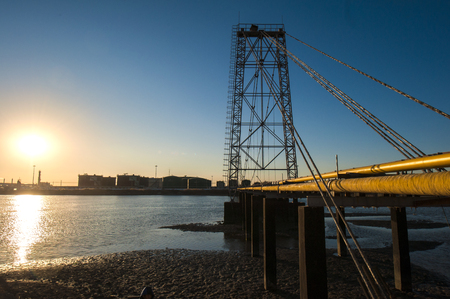 Oil pipelines, bridges and valvesの写真素材