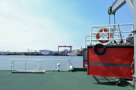 Ships and tugboat equipment for maintenance at shipyardsの写真素材