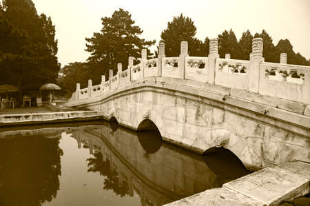 Ancient architectural complex of the eastern Mausoleum of the Qing Dynasty Emperor's mausoleum in Zunhua City, Hebei Province, China, monochrome retro colorのeditorial素材