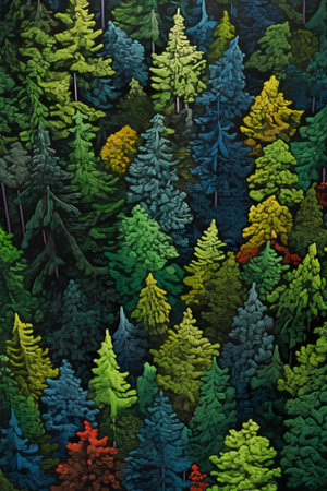 Seamless pattern with coniferous trees in the forest.の素材