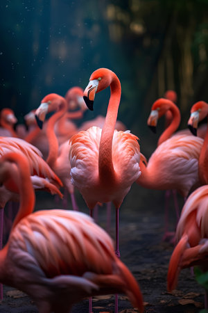 Flamingo in the wild. 3D rendering, 3D illustration.の素材