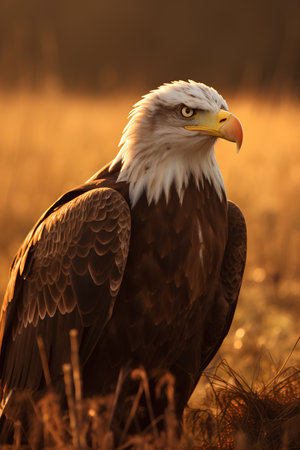 Bald Eagle in the morning light in the Okavango Delta, Botswana.の素材