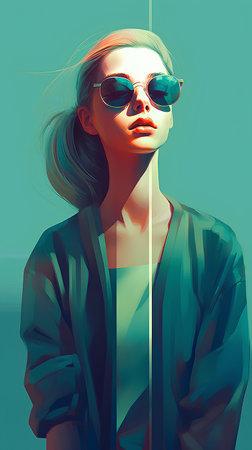 Portrait of a fashionable girl in sunglasses. Beauty, fashion.の素材