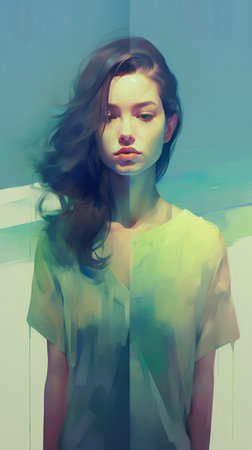 Portrait of a beautiful girl with long hair. Beauty, fashion.の素材