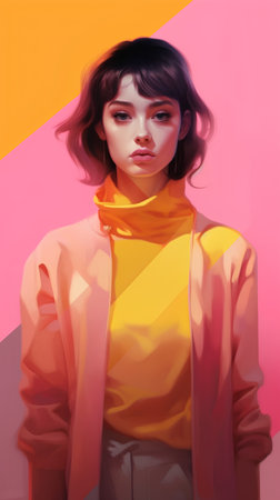 Fashion portrait of a beautiful young brunette woman with bright make-up.の素材